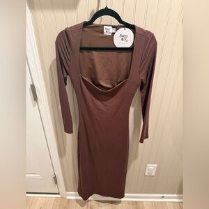 Princess Polly Chocolate Long Sleeve Dress NWT